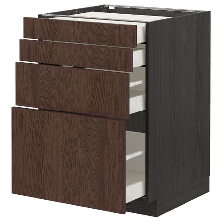 Напольный шкаф 4 фасада,4 ящика, 60x60 cm IKEA METOD МЕТОД, MAXIMERA МАКСИМЕРА 094.057.32