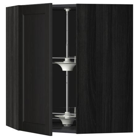 Угловой навесной шкаф с вращающейся секцией МЕТОД, черный, Лаксарби черно-коричневый