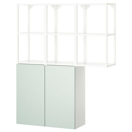 Комбинация для хранения, белый, бледный серо-зеленый, 120x32x150 см IKEA BEGIVENHET БЕГИВЕНХЕТ 695.481.20