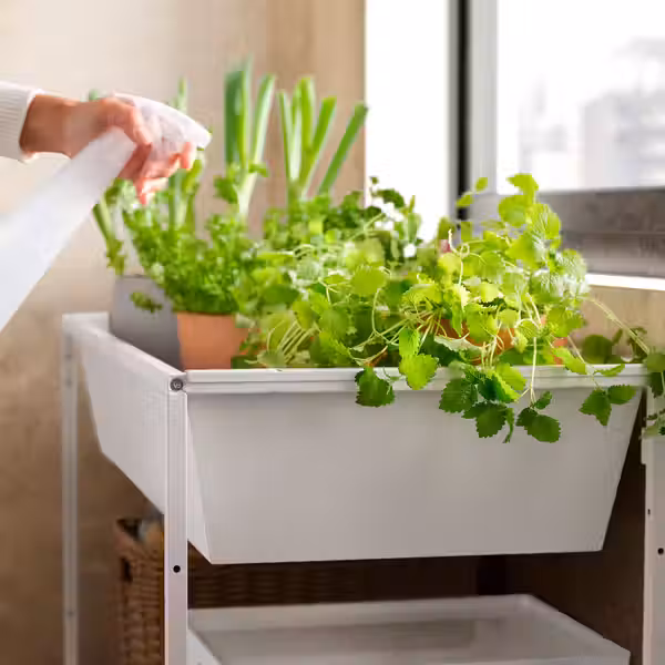 JOSTEIN Стеллаж с контейнером - д/дома/улицы/металлический белый 61x40x90 см - фото 4