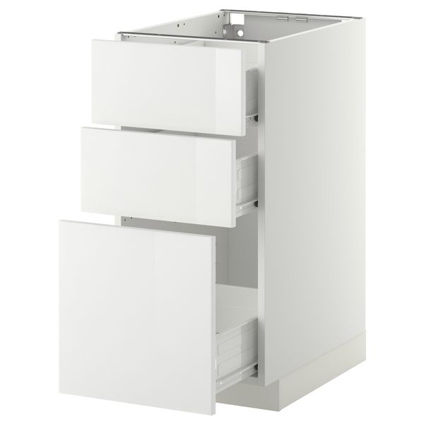 Напольный шкаф с 3 ящиками МЕТОД / ФОРВАРА, белый, Рингульт белый - схема-чертеж с размерами