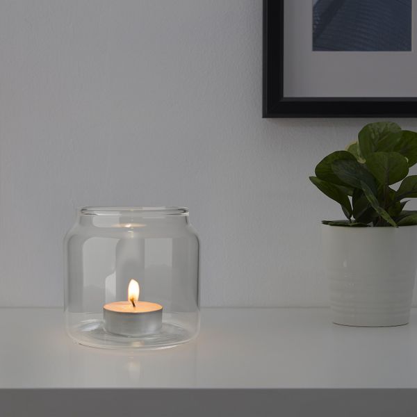 Ваза/подсвечник для греющей свечи, стекло 10 см IKEA MJÖLKIG МЬЁЛКИГ 805.229.20 - фото 3