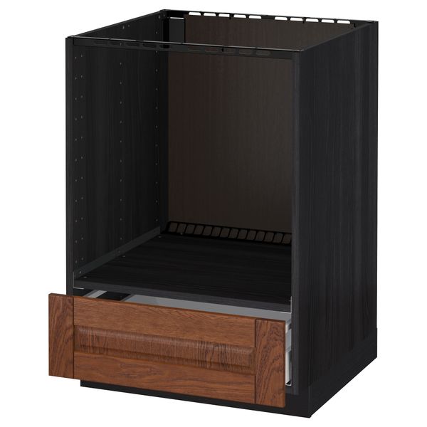 Напольный шкаф для духовки, с ящиком МЕТОД / МАКСИМЕРА, черный, Филипстад коричневый (60x60 см) - схема-чертеж с размерами