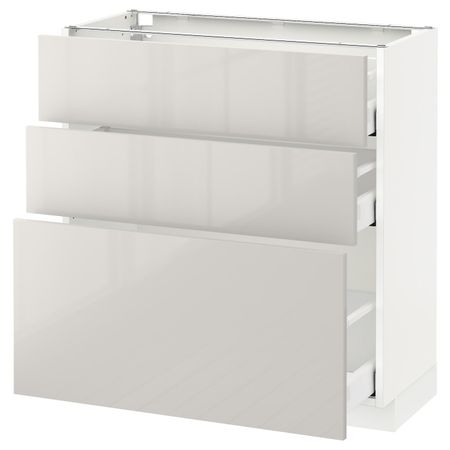 Напольный шкаф с 3 ящиками, белый/Рингульт светло-серый 80x37 см IKEA METOD МЕТОД / MAXIMERA МАКСИМЕРА 492.361.67