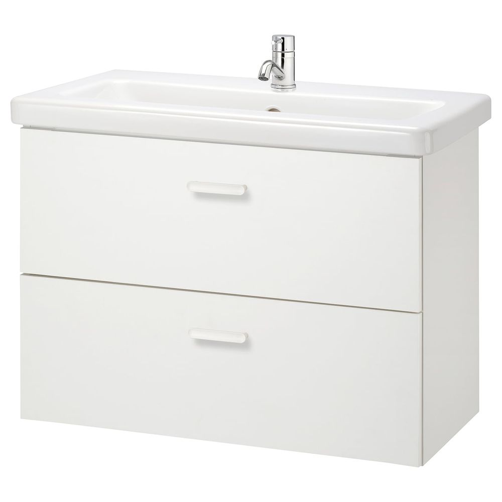 Шкаф под раковину с 2 ящиками, белый/ПИЛКОН смеситель 84x43x65 см IKEA FISKÅN ФИСКОН / TVÄLLEN ТВЭЛЛЕН 894.304.31 - фото 1
