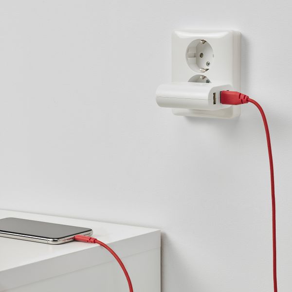 Кабель USB тип А – lightning, текстиль/оранжевый 1.50 м IKEA LILLHULT ЛИЛЛЬХУЛЬТ 804.928.43 - фото 2