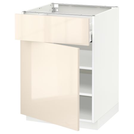 Напольный шкаф с ящиком, дверью МЕТОД / МАКСИМЕРА, белый, Рингульт кремовый