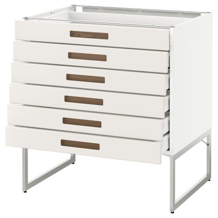 Напольный шкаф 6 фронтальных панелей, 6 нижних ящиков МЕТОД / МАКСИМЕРА, белый, Мэрста белый