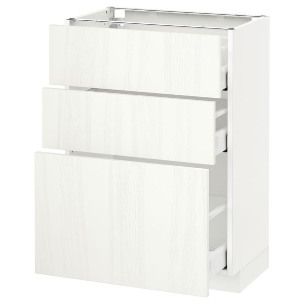 Напольный шкаф с 3 ящиками МЕТОД / МАКСИМЕРА, белый, Росдаль белый - схема-чертеж с размерами