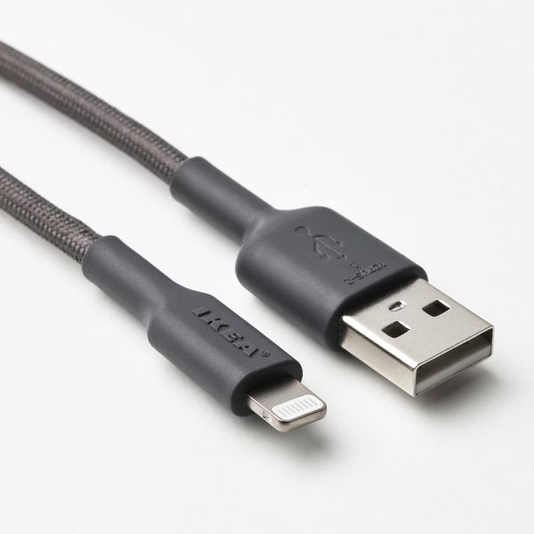 Кабель USB-A–lightning, темно-серый, 1.5 м IKEA LILLÅNGEN ЛИЛЛОНГЕНHULT ЛИЛЛЬХУЛЬТ 405.811.05 - фото 4
