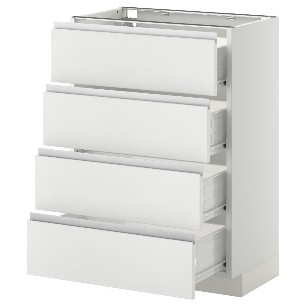 Напольный шкаф 4 фронтальных панели, 4 ящика МЕТОД / ФОРВАРА, белый, Нодста белый - схема-чертеж с размерами