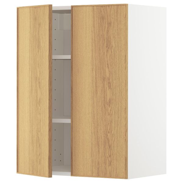 Навесной шкаф с полками/2дверцы, белый/Экестад дуб 60x80 см IKEA METOD МЕТОД 693.009.30 - схема-чертеж с размерами