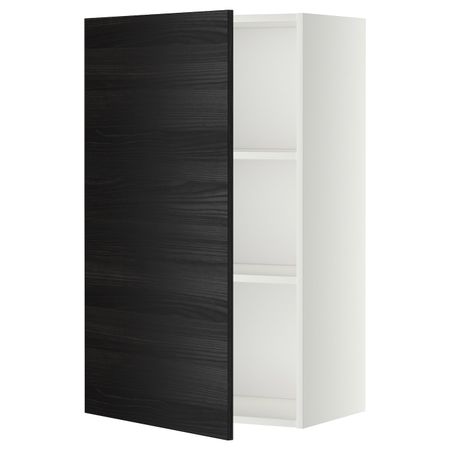 Шкаф навесной с полкой, белый, Тингсрид черный 60x100 см IKEA МЕТОД 692.248.23