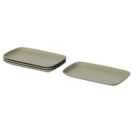 Тарелка, 30x18 см, матовая поверхность зеленый IKEA FÄRGKLAR ФЭРГКЛАР 605.379.27