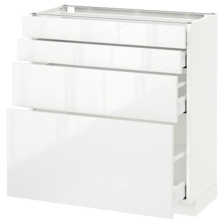 Напольный шкаф 4 фронтальных панели, 4 ящика МЕТОД / МАКСИМЕРА, белый, Рингульт белый