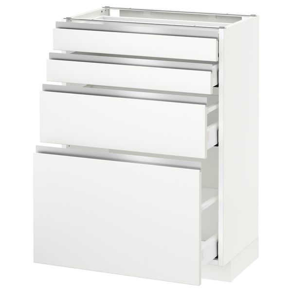 Напольный шкаф 4 фронтальных панели, 4 ящика МЕТОД / МАКСИМЕРА, белый, Нодста белый - схема-чертеж с размерами
