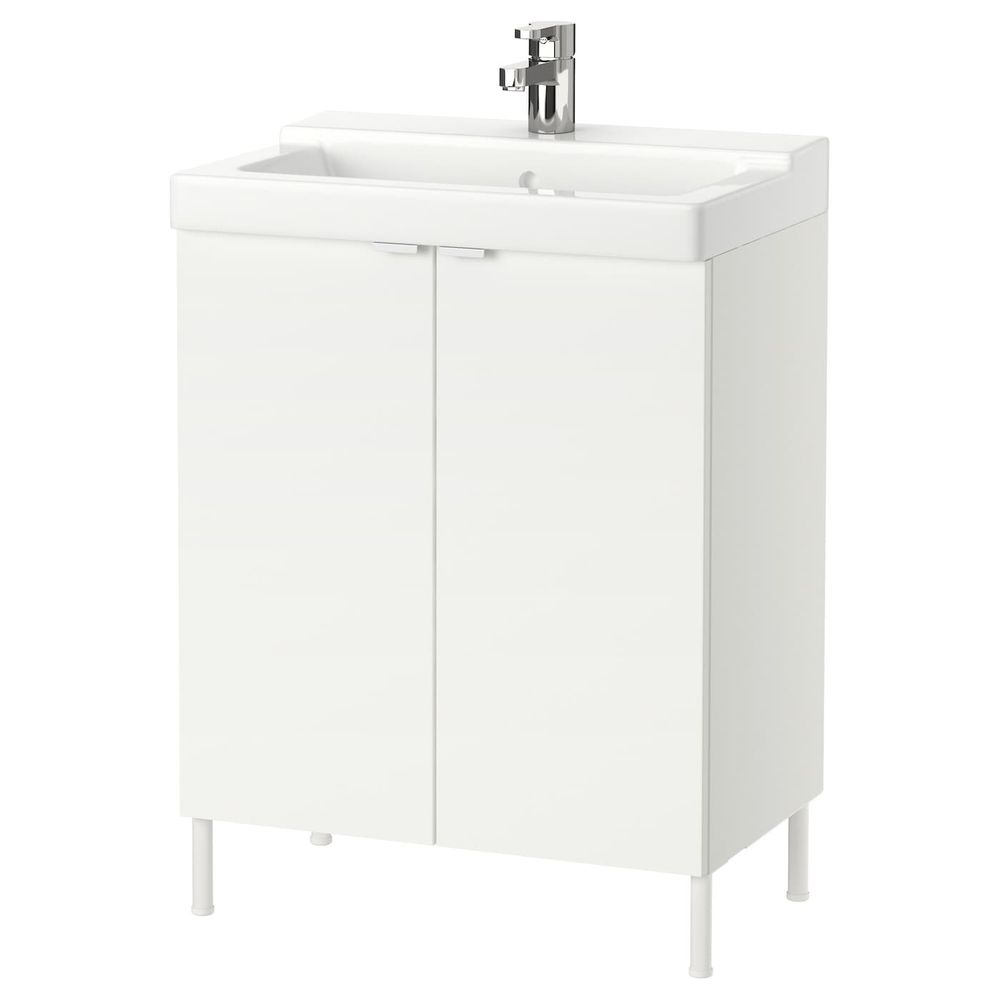 Шкаф под раковину с 2 дверц, белый/ЭНСЕН смеситель 61x41x82 см IKEA LILLÅNGEN ЛИЛЛОНГЕН / TÄLLEVIKEN ТЭЛЛЕВИКЕН 592.939.68 - фото 1