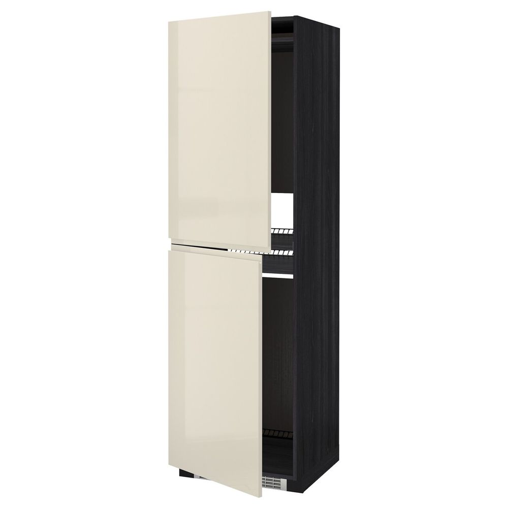 Высокий шкаф для холодильник/мороз, черный, Воксторп глянцевый светло-бежевый 60x60x200 см IKEA МЕТОД 392.243.63 - схема-чертеж с размерами