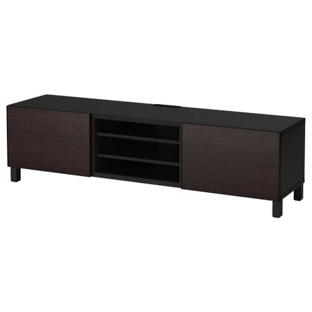 Тумба для ТВ с ящиками БЕСТО, черно-коричневый, Инвикен черно-коричневый (180x40x48 см)