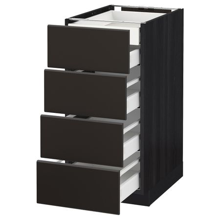 Напольный шкаф 4 фронтальных, 2 низких, 3 средних ящ, черный/Кунгсбакка антрацит 40x60 см IKEA МЕТОД / МАКСИМЕРА 392.205.05
