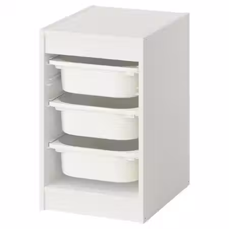 TROFAST Комбинация д/хранения+контейнеры - белый/белый 34x44x56 см