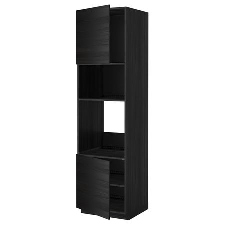 Высокий шкаф для духовки/СВЧ, 2 дверцы/полки, черный, Тингсрид черный 60x60x220 см IKEA МЕТОД 792.333.94