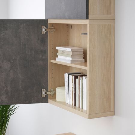 Навесной шкаф с 2 дверями, под беленый дуб КЭЛЛЬВИКЕН/темно-серый под бетон 60x22x128 см IKEA BESTÅ БЕСТО 392.762.91