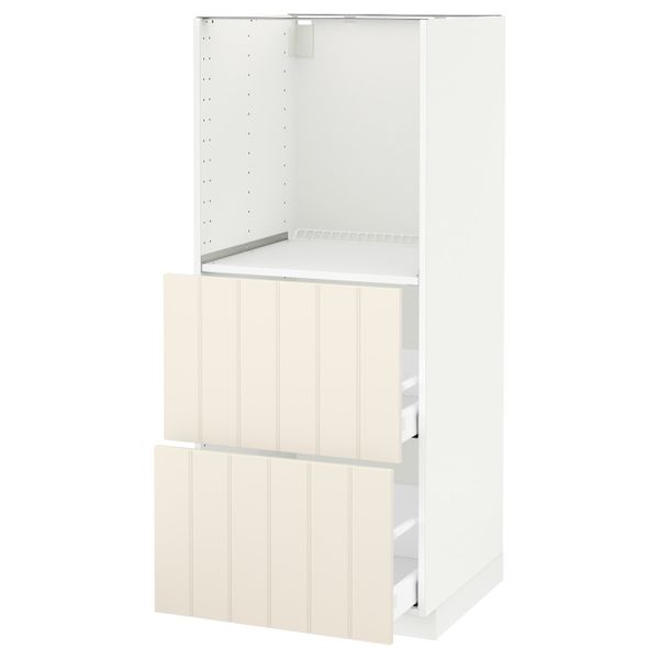 Высокий шкаф с 2 ящиками для/духовки, белый/Хитарп белый с оттенком 60x60x140 см IKEA METOD МЕТОД / MAXIMERA МАКСИМЕРА - фото 1