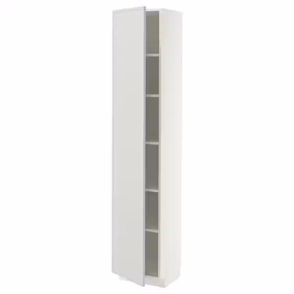 METOD Высокий шкаф с полками - белый/Aspudden светло-серый 40x37x200 см - фото 1
