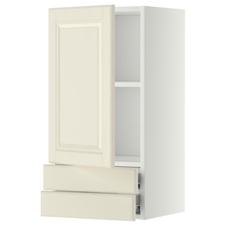 Навесной шкаф с дверцей, 2 ящика МЕТОД / ФОРВАРА, белый, Будбин белый с оттенком