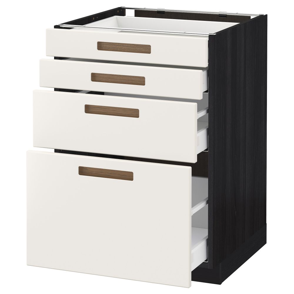 Напольный шкаф 4 фронтальных панели, 4 ящика МЕТОД / МАКСИМЕРА, черный, Мэрста белый - схема-чертеж с размерами