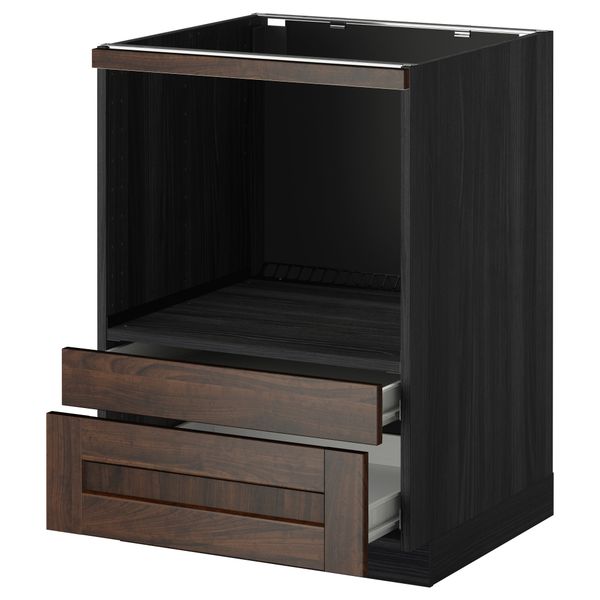 Напольный шкаф для комбинирования СВЧ, ящики МЕТОД / ФОРВАРА, черный, Эдсерум коричневый (60x60 см) - схема-чертеж с размерами