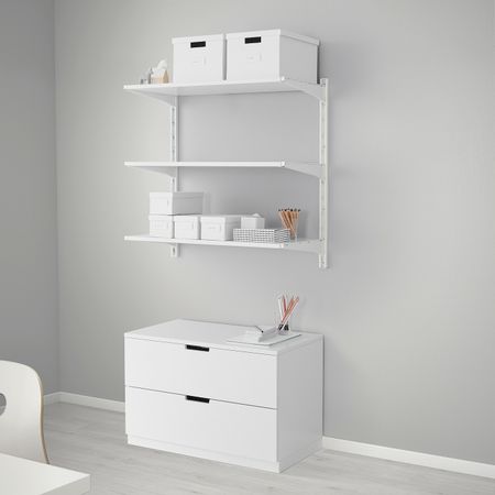 Настенная шина/полки, белый 86x41x85 см IKEA АЛЬГОТ 392.303.83
