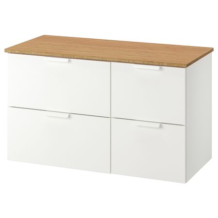 Шкаф для раковины с 4 ящ, белый/бамбук 102x49x60 см IKEA GODMORGON ГОДМОРГОН / TOLKEN ТОЛКЕН 792.953.44