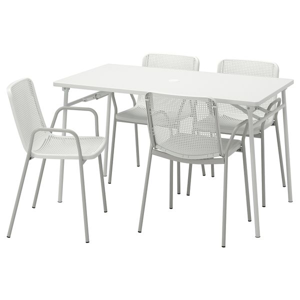 Стол + 4 кресла, для сада, белый, белый, серый, 130 см IKEA TORPARÖ ТОРПАРЁ 094.948.65 - фото 2