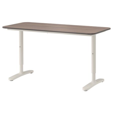 Письменный стол БЕКАНТ, серый, белый (140x60 см)