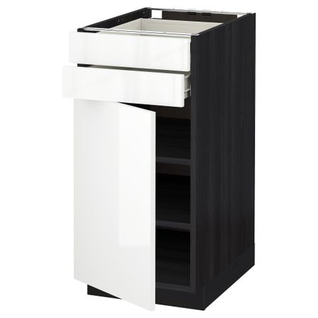 Напольный шкаф с дверцей, 2 ящиками МЕТОД / ФОРВАРА, черный, Рингульт белый