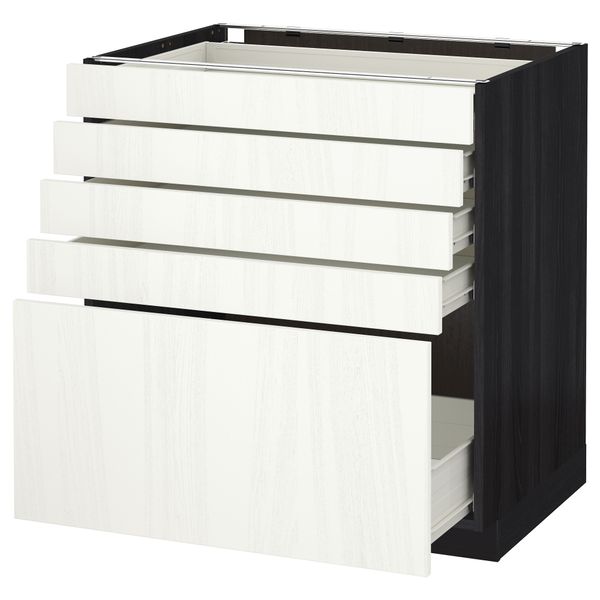 Напольный шкаф с 5 ящиками МЕТОД / ФОРВАРА, черный, Росдаль белый - схема-чертеж с размерами
