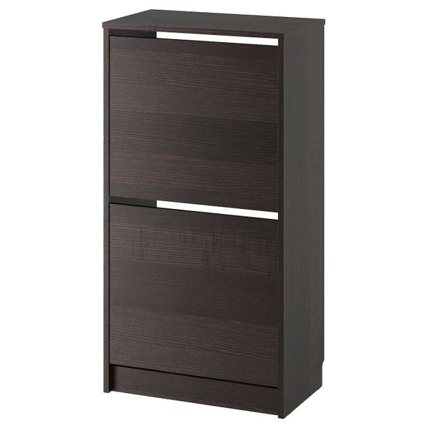 Галошница с 2 отделениями, черный/коричневый 49x28x93 см IKEA BISSA БИССА 403.251.20 - фото 1