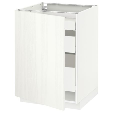 Напольный шкаф с 1 дверцей, 3 ящика МЕТОД / МАКСИМЕРА, белый, Росдаль белый