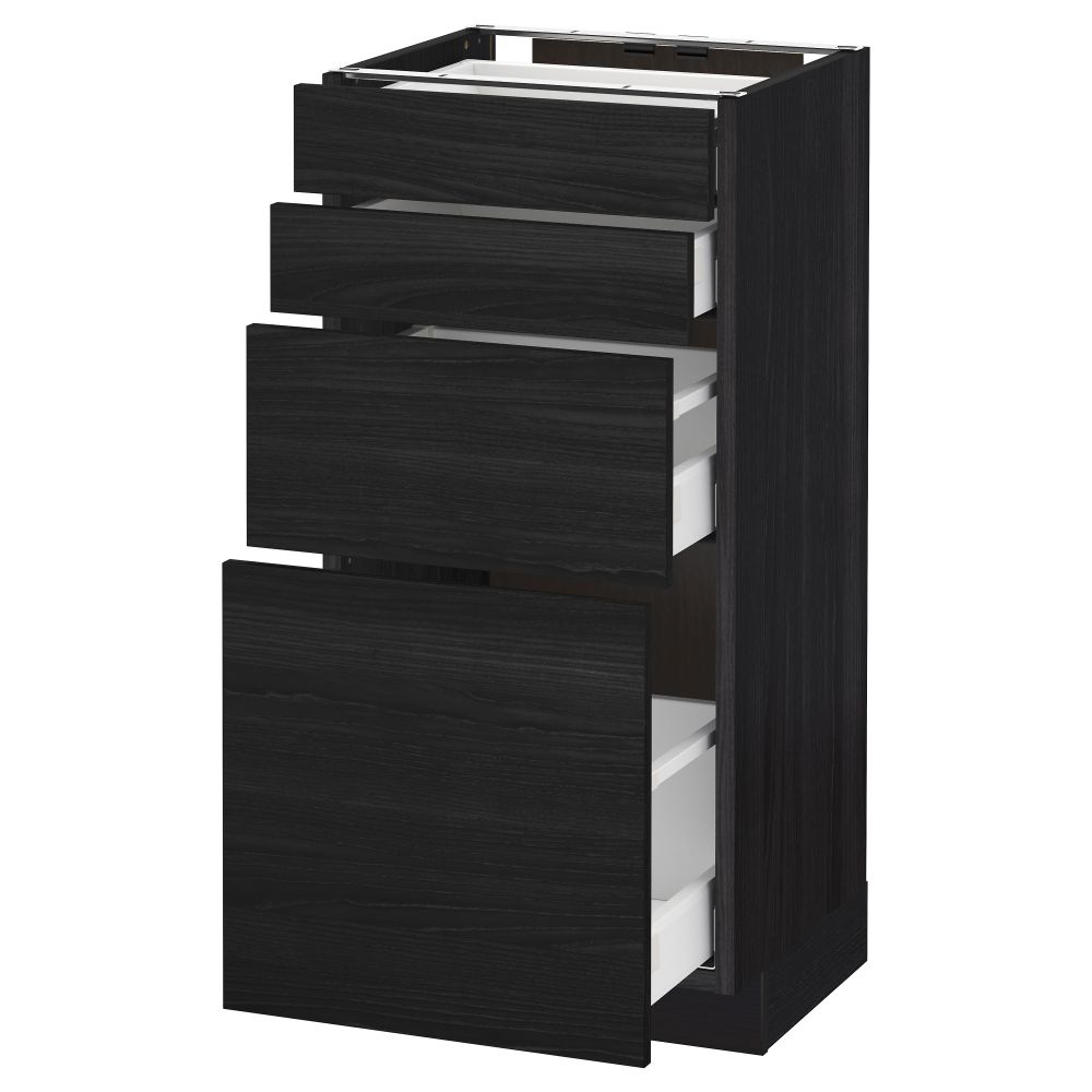 Напольный шкаф 4 фронтальных панели, 4 ящика МЕТОД / МАКСИМЕРА, черный, Тингсрид черный - схема-чертеж с размерами