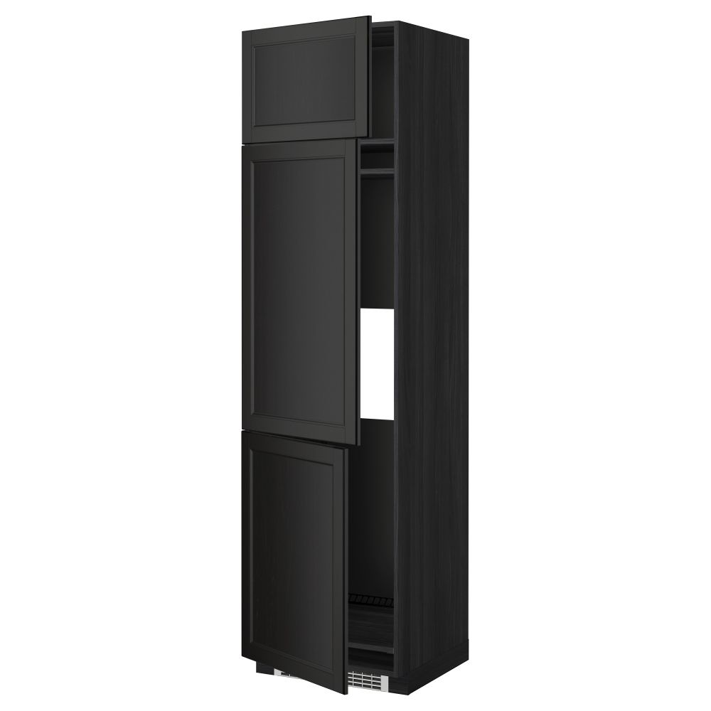 Высокий шкаф для холодильника или морозильника, с 3 дверями МЕТОД, черный, Лаксарби черно-коричневый - схема-чертеж с размерами