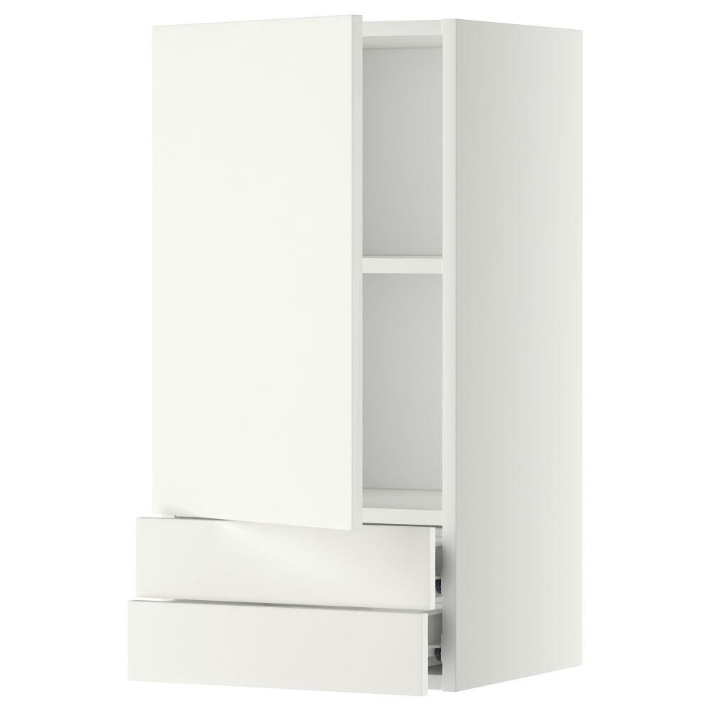 Навесной шкаф с дверцей, 2 ящика МЕТОД / ФОРВАРА, белый, Хэггеби белый - фото 1