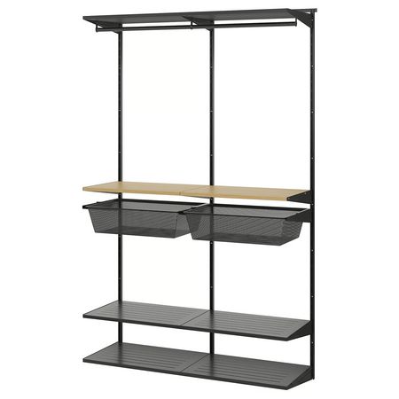 BOAXEL Гардероб, комбинация - антрацит/дуб 125x40x201 см