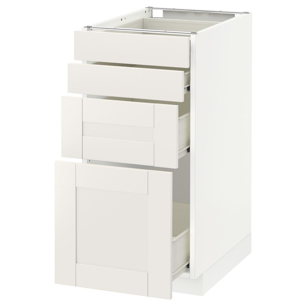 Напольный шкаф 4 фронтальных панели, 4 ящика МЕТОД / ФОРВАРА, белый, Сэведаль белый - схема-чертеж с размерами