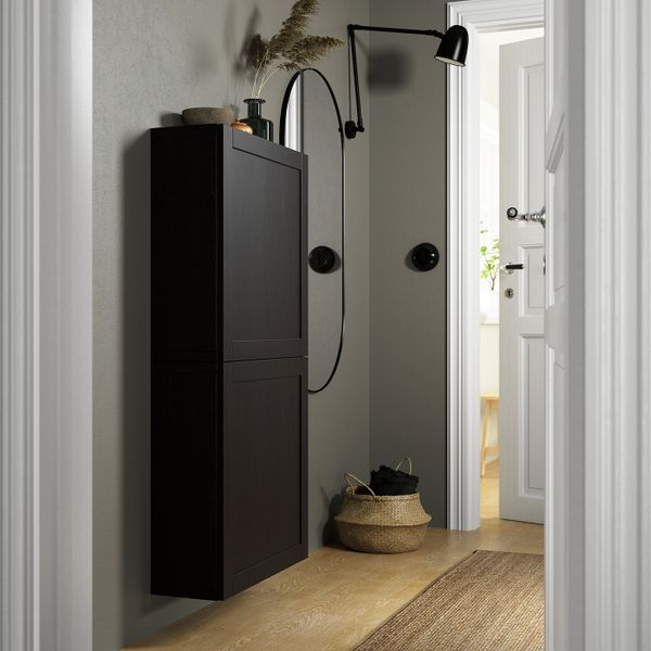 Навесной шкаф с 2 дверями, черно-коричневый/Ханвикен черно-коричневый 60x22x128 см IKEA BESTÅ БЕСТО 294.219.86 - фото 3