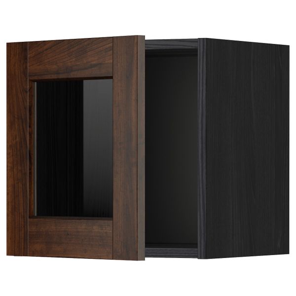 Навесной шкаф со стеклянной дверью, черный/Эдсерум коричневый 40x40 см IKEA МЕТОД 292.264.33 - схема-чертеж с размерами
