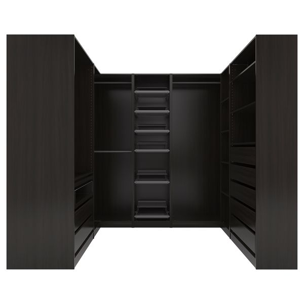 Гардероб угловой ПАКС, черно-коричневый - схема-чертеж с размерами