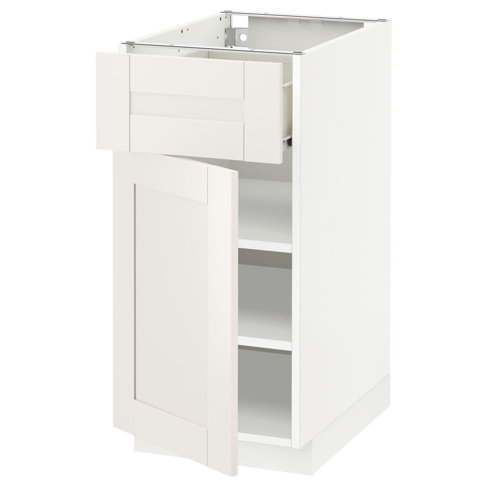 Напольный шкаф с ящиком, дверью МЕТОД / ФОРВАРА, белый, Сэведаль белый - схема-чертеж с размерами