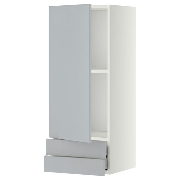 Навесной шкаф с дверцей, 2 ящика МЕТОД / МАКСИМЕРА, белый, Веддинге серый - фото 1